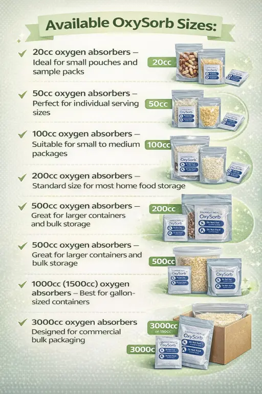 Oxygen Absorber Size Chart